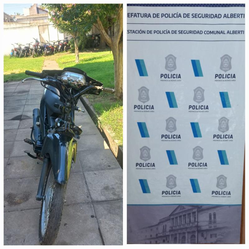 La policía albertina capturó a dos menores de 14 y 16 años en Bragado por el robo de una moto