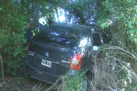 Un auto despistó y terminó dentro de un monte en ruta 5