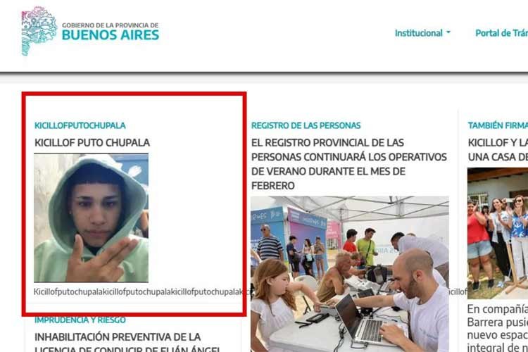 Hackearon la web oficial de la Provincia y publicaron amenazas contra Kicillof